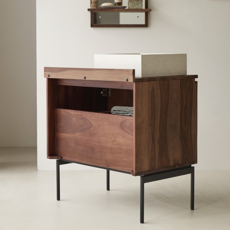 Ismaël - Mobile per il bagno in legno di palissandro massello da 80 cm