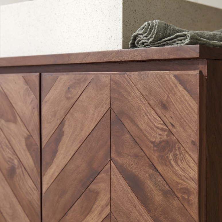 Ismaël - Mueble de baño de madera maciza de palisandro de 80 cm