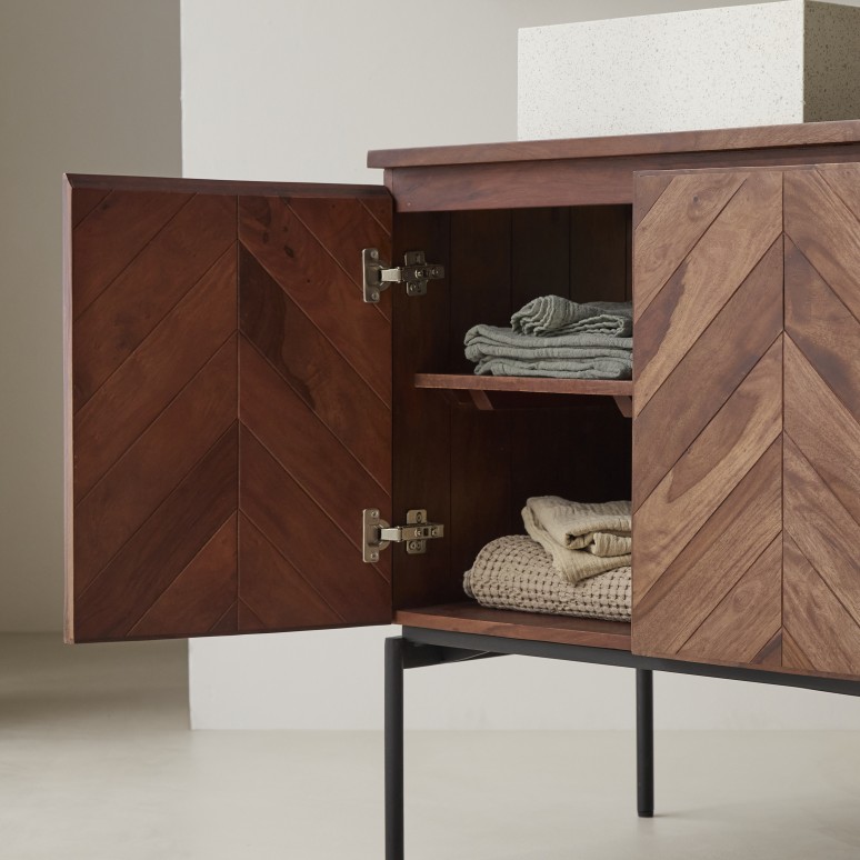 Ismaël - Mobile per il bagno in legno di palissandro massello da 80 cm