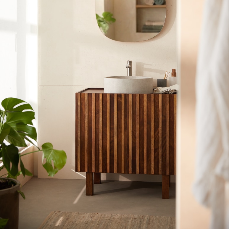 Milo - Solid mango wood vanity unit, 80 cm