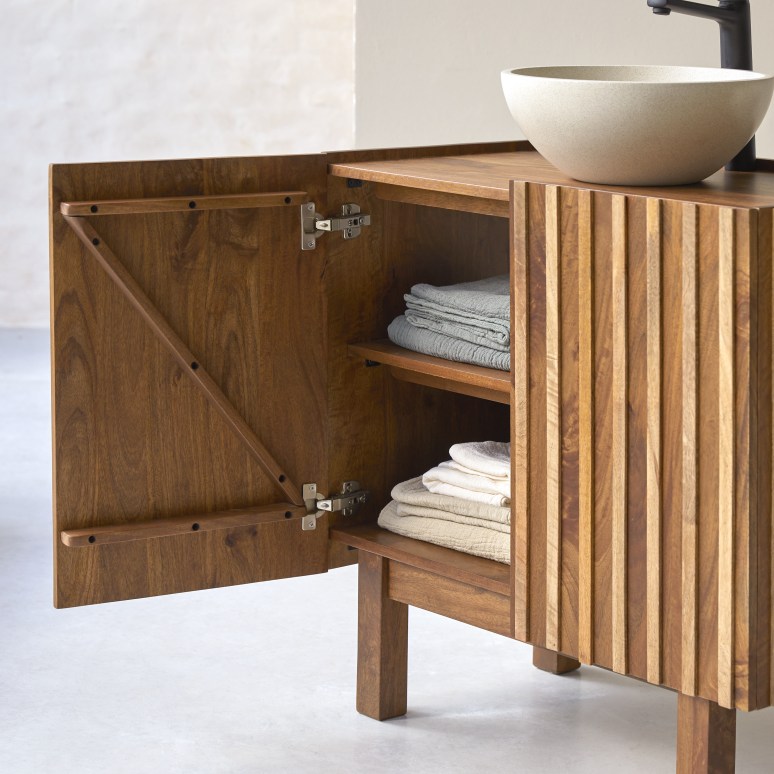 Milo - Solid mango wood vanity unit, 80 cm