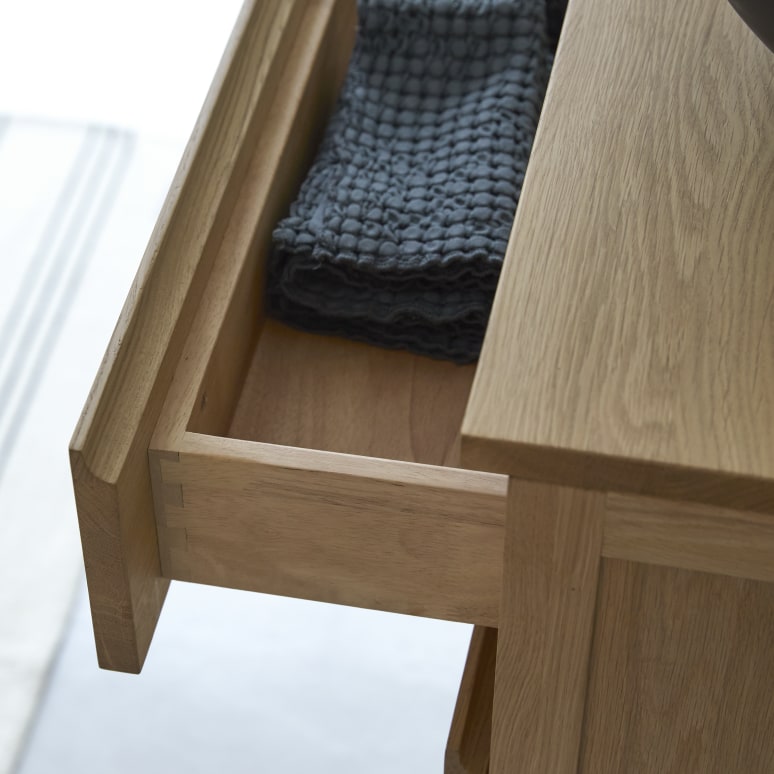 Jacob - Mobile per il bagno in legno di quercia massello da 60 cm