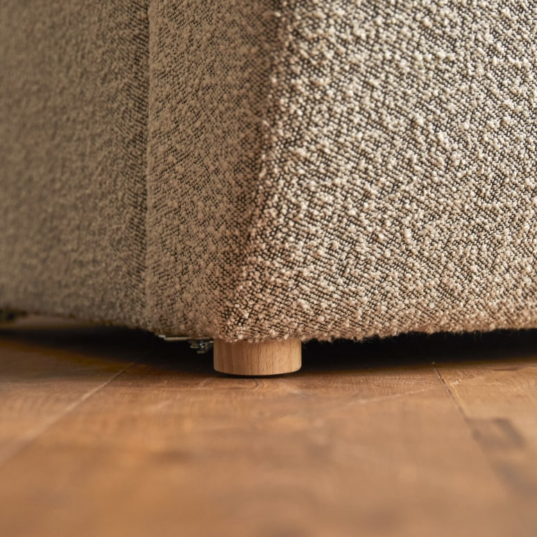 Swann - Banquette modulable en acacia massif et tissu gris, 2 places