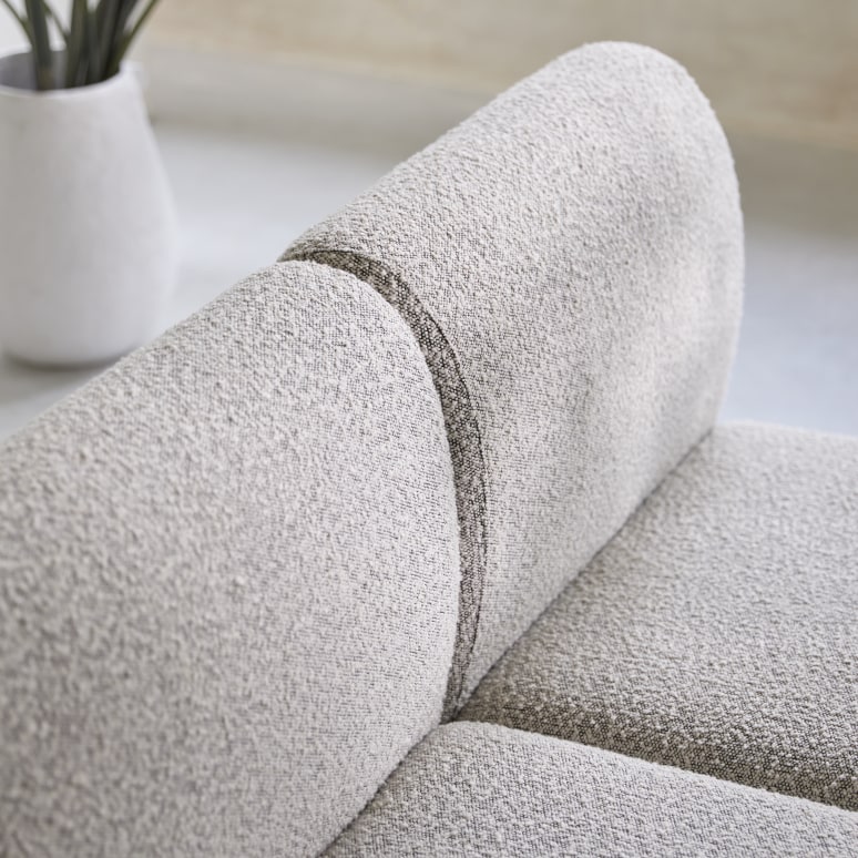 Swann - Banco modular de 2 plazas de acacia maciza y tela gris