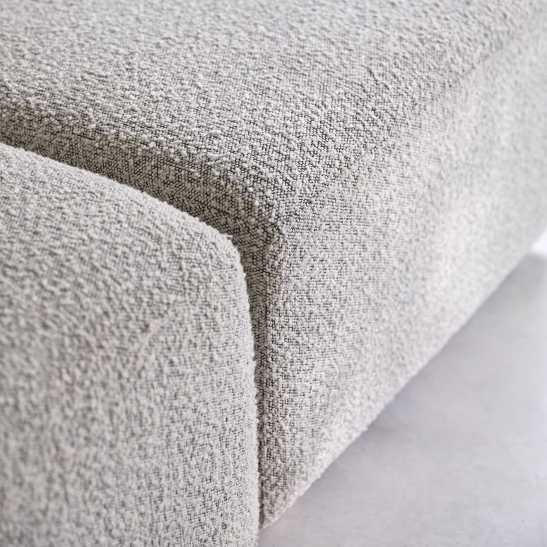 Swann - Banquette modulable en acacia massif et tissu gris, 3 places