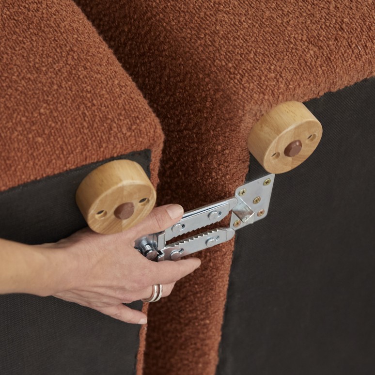 Swann - Sofá modular esquinero de 4 plazas de acacia maciza y tela terracota