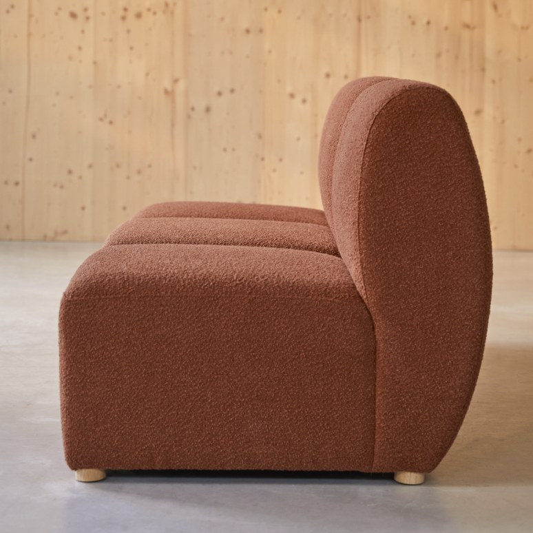 Swann - Modulaire 2-zitsbank van massief acacia en terracotta stof