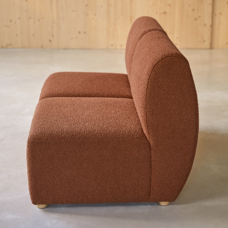 Swann - Modulaire 2-zitsbank van massief acacia en terracotta stof