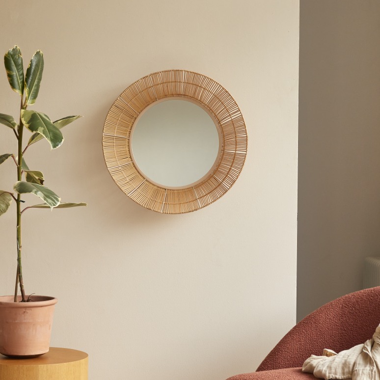 Rosie - Natural-fibre mirror 60 cm