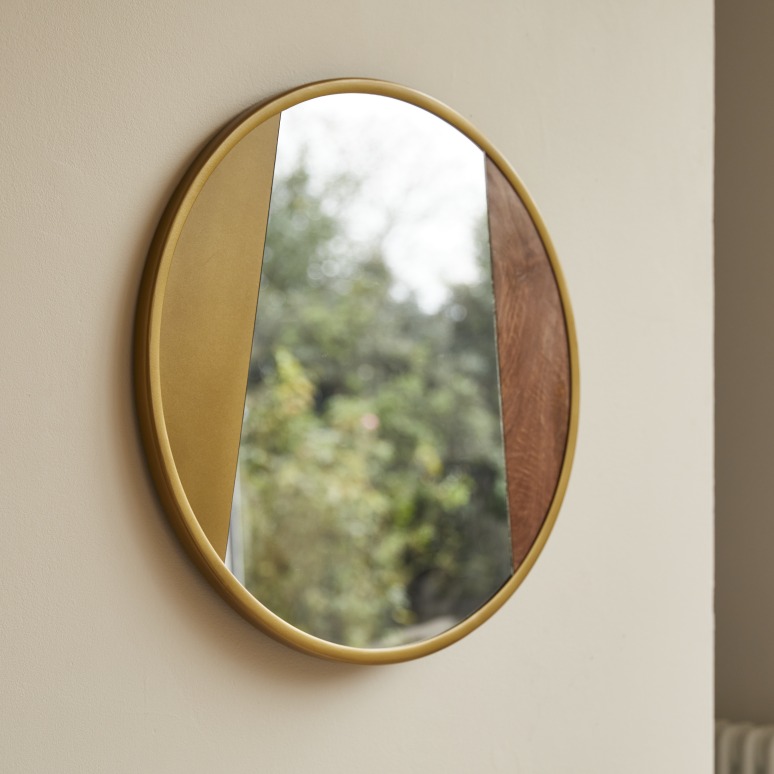 Andrea - Metal and wood mirror 60 cm