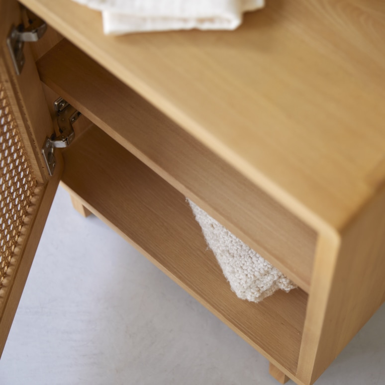 Luis - Solid elm and cane bedside table