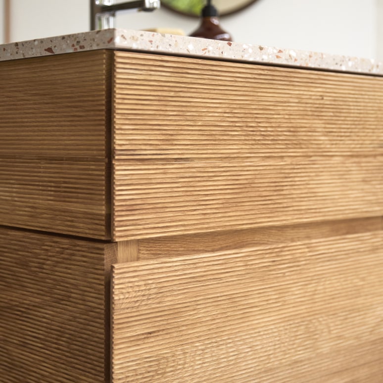 Karl - Solid oak and pink premium terrazzo vanity unit 60 cm