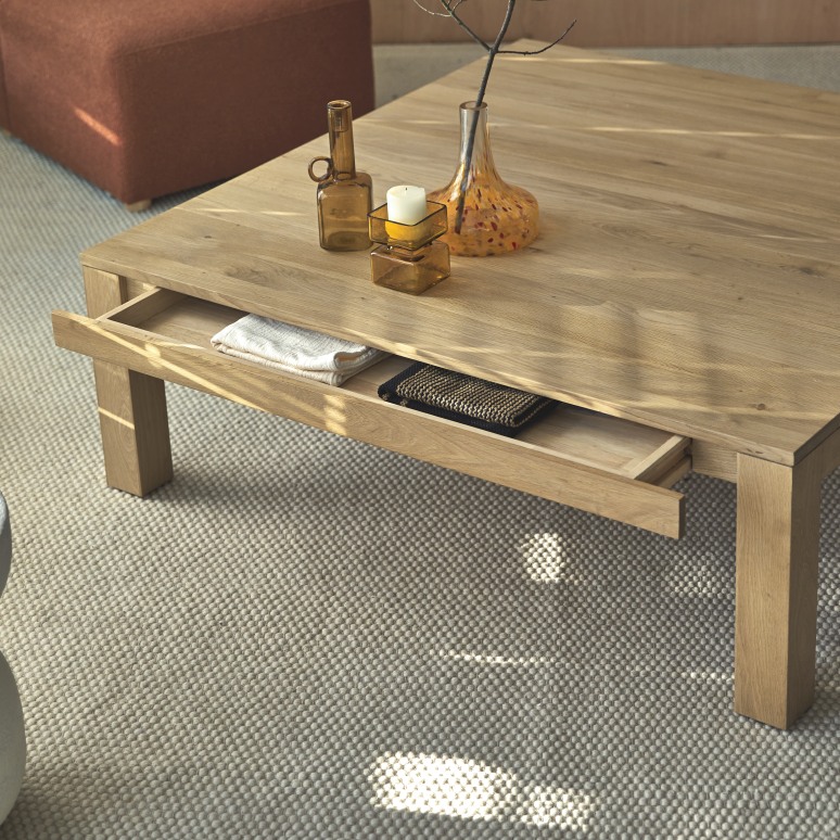 Eden - ﻿Solid Oak Coffee Table with one drawer