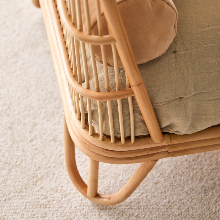 Simone - Natural rattan bed, includes 90x200 cm base