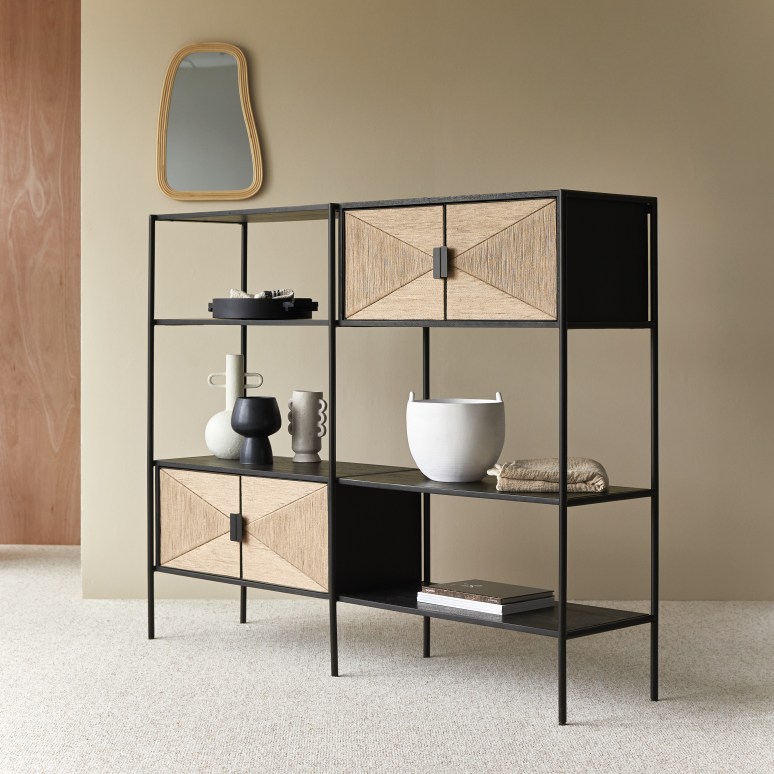 Fidele - Solid mango wood and metal bookcase