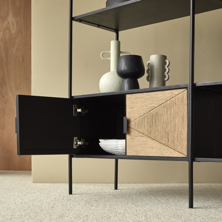 Fidele - Solid mango wood and metal bookcase