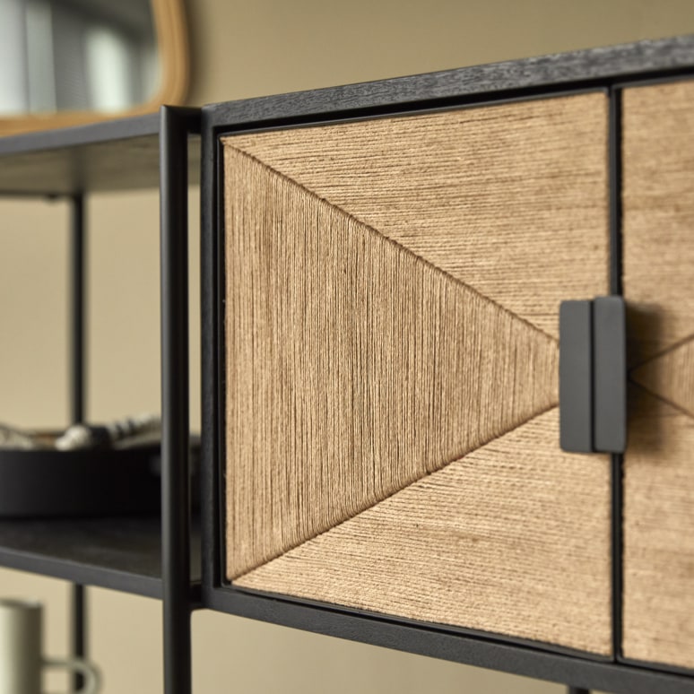 Fidele - Solid mango wood and metal bookcase