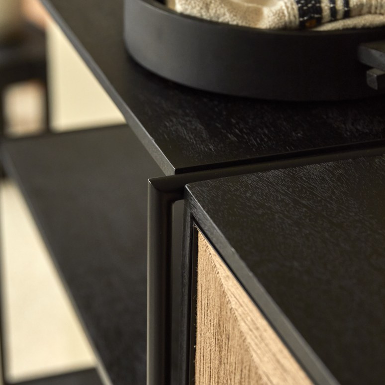 Fidele - Solid mango wood and metal bookcase