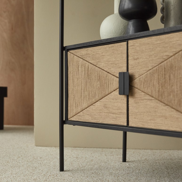 Fidele - Solid mango wood and metal bookcase