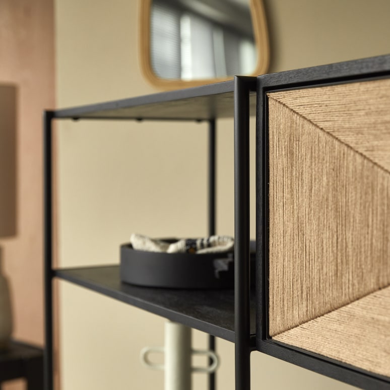 Fidele - Solid mango wood and metal bookcase