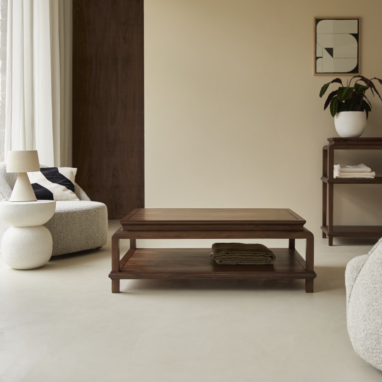 Achille - Rectangular coffee table in solid acacia