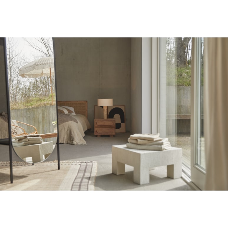 Olga - Comodino in legno di acacia massello a 2 cassetti