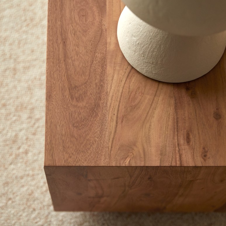 Olga - Two-drawer solid acacia bedside cabinet