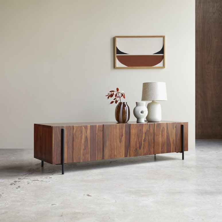 Honorine - Laag tv-meubel van massief palissander 170 cm