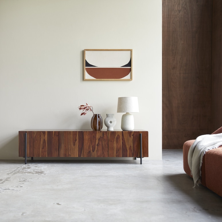 Honorine - Mueble para TV bajo de palisandro macizo de 170 cm