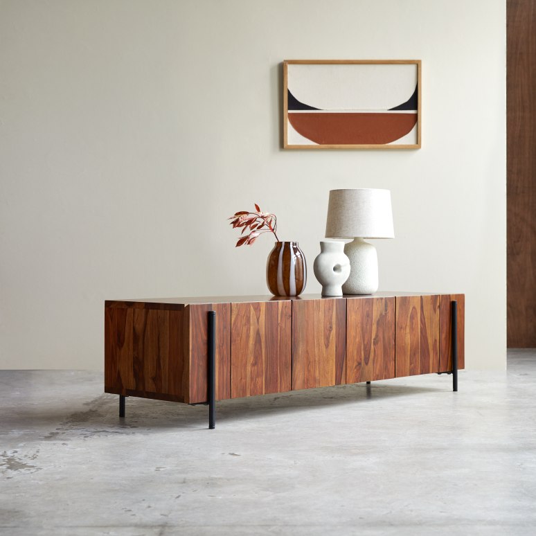Honorine - Solid sheesham low TV unit, 170 cm