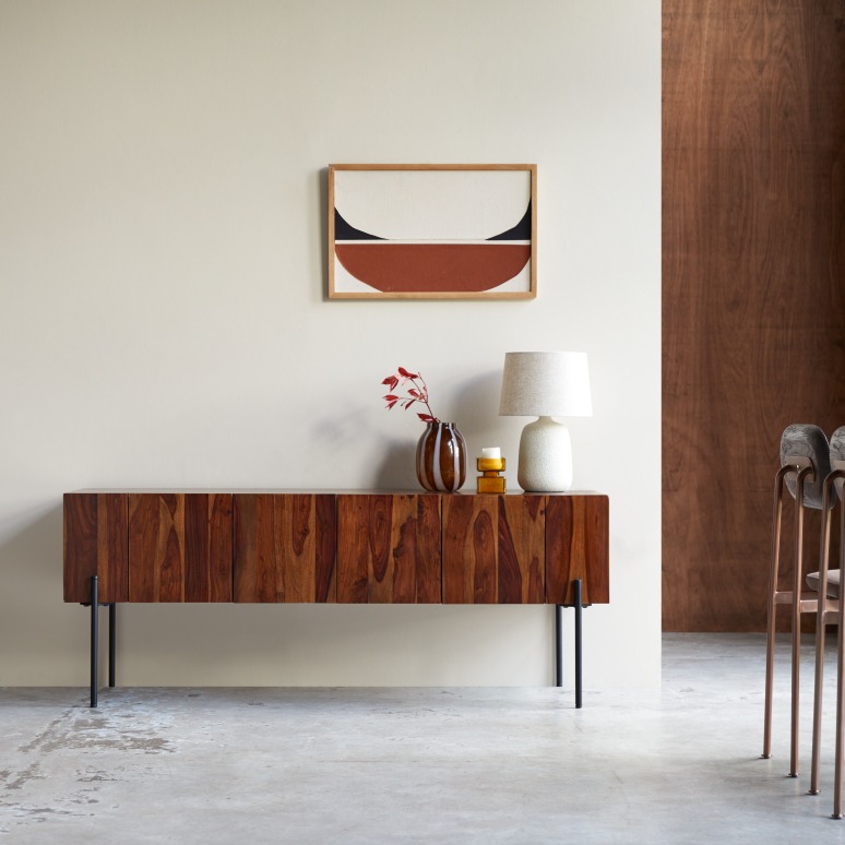 Honorine - Mobile TV alto in legno di palissandro massello 170 cm