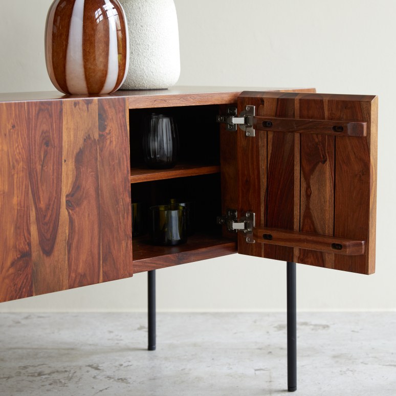 Honorine - Meuble TV haut en palissandre massif 170 cm