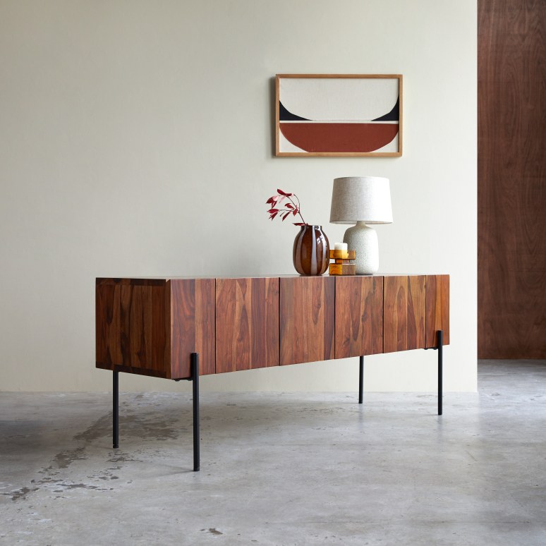 Honorine - Hoog tv-meubel van massief palissander 170 cm