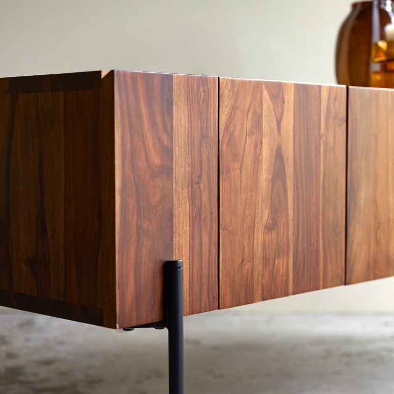 Honorine - Mobile TV alto in legno di palissandro massello 170 cm