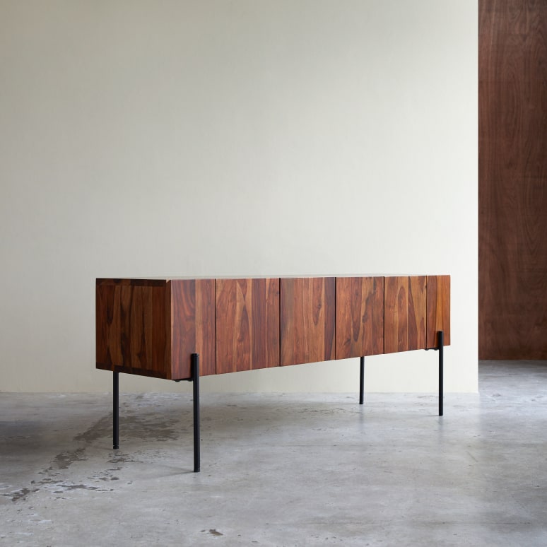 Honorine - Mobile TV alto in legno di palissandro massello 170 cm