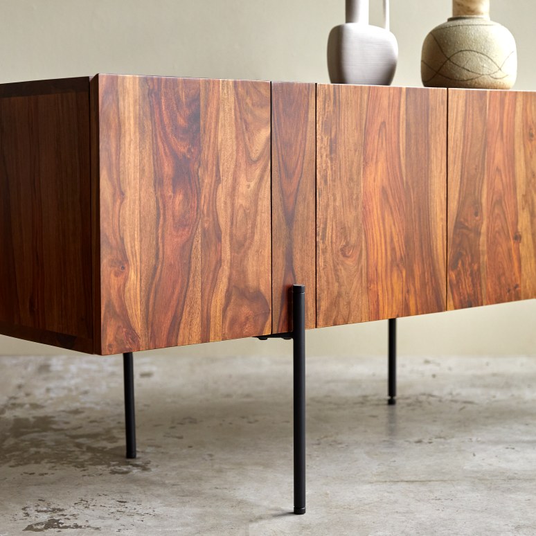 Honorine - Buffet haut en palissandre massif 165 cm