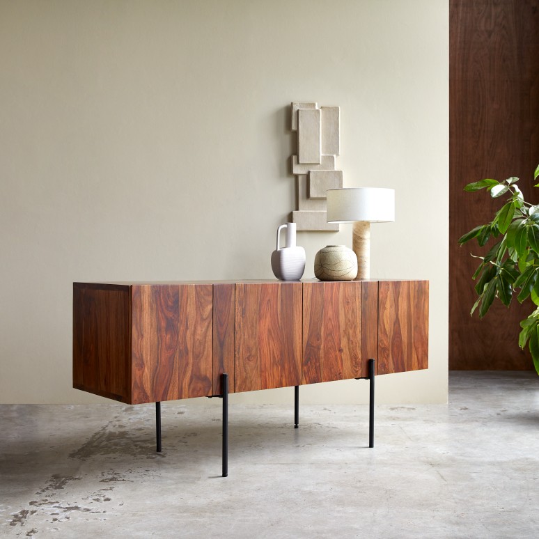 Honorine - Buffet haut en palissandre massif 165 cm