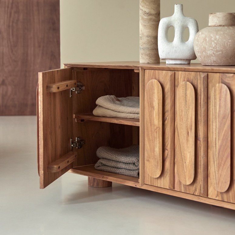 Olga - Mobile TV in legno massello di acacia 145 cm