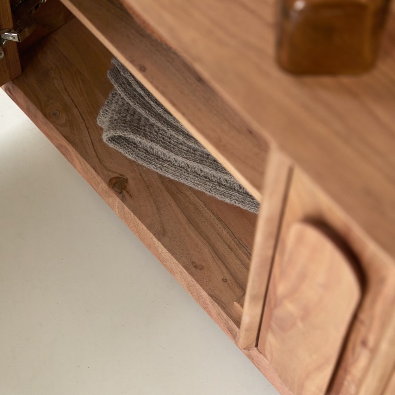 Olga - TV unit in solid acacia wood, 195 cm