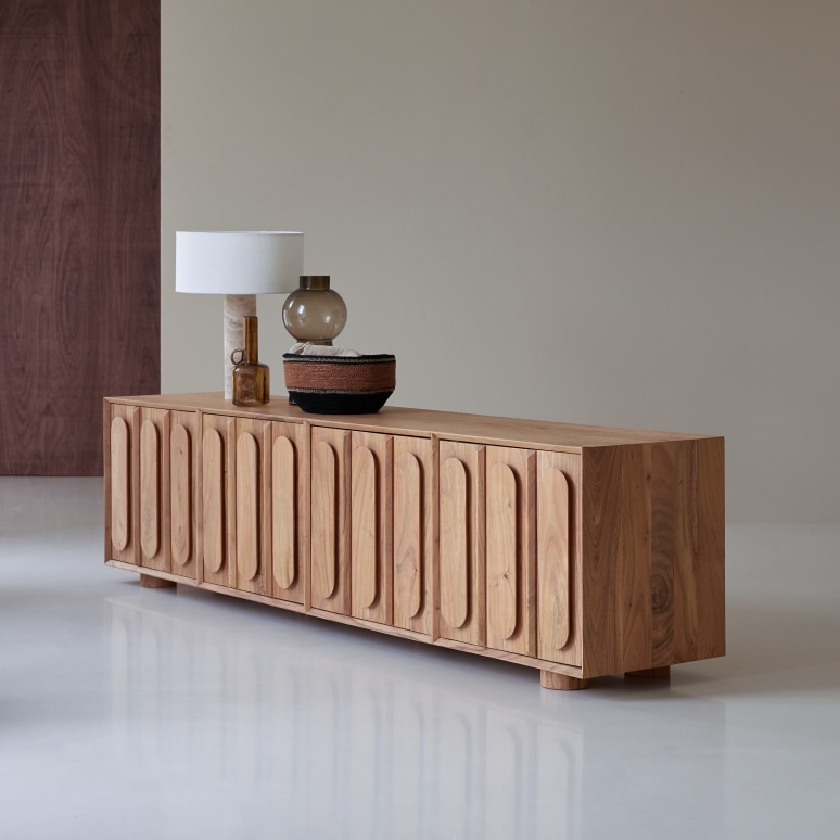 Olga - Mobile TV in legno di acacia massello 195 cm