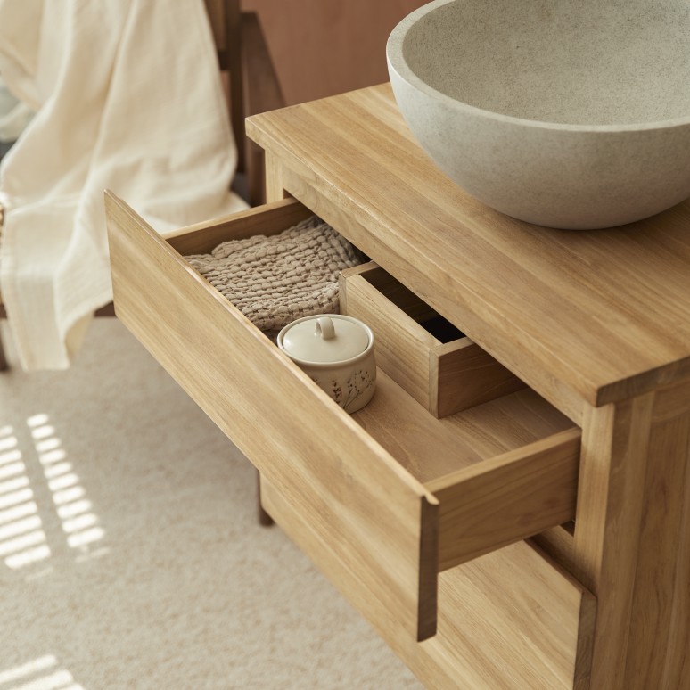 Jacob - Mobile sottolavabo in teak massello 60 cm