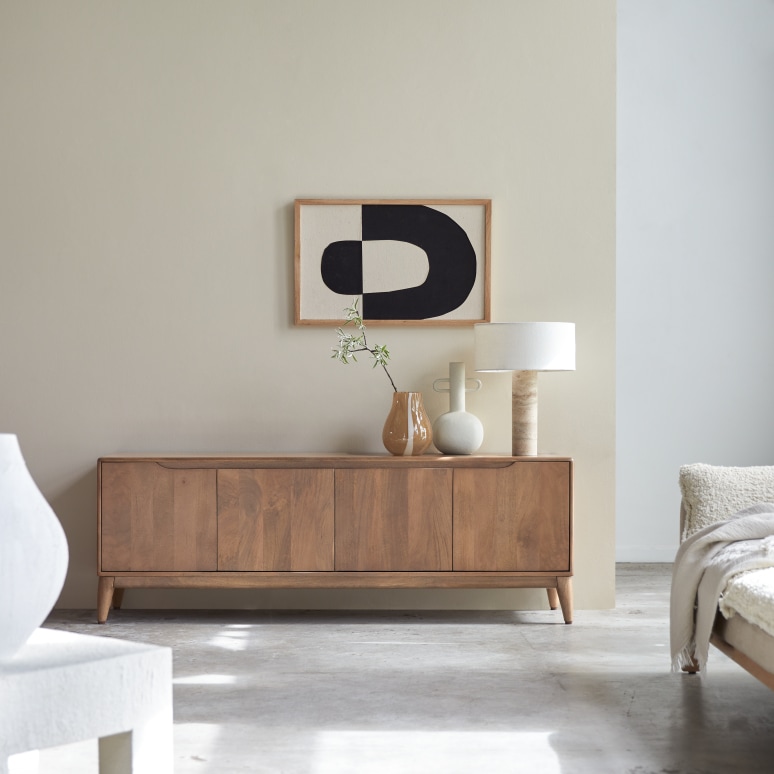 Gabrielle - TV unit in solid mango wood, 160 cm