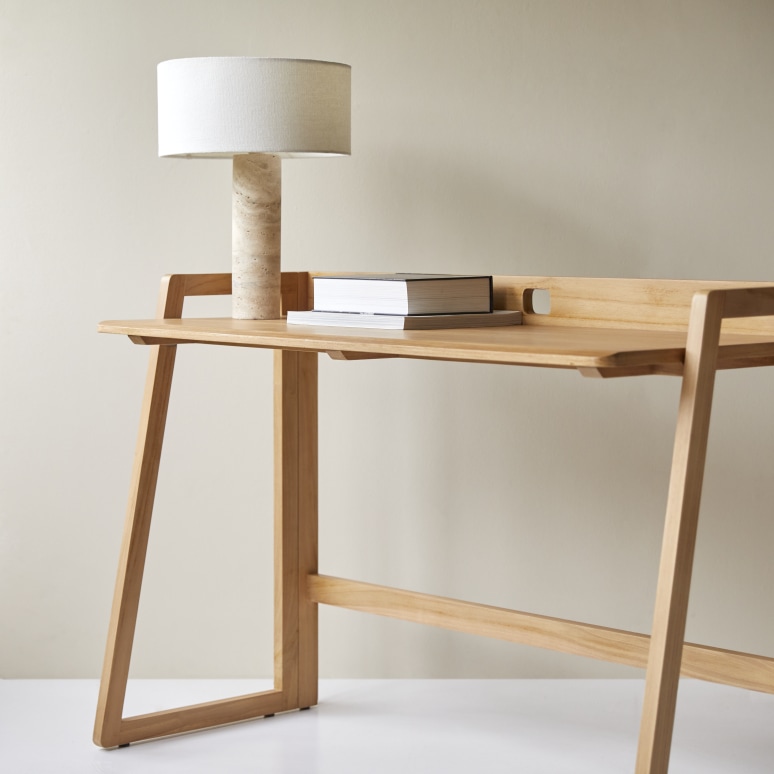 Philip - Scrivania pieghevole in teak massello chiaro