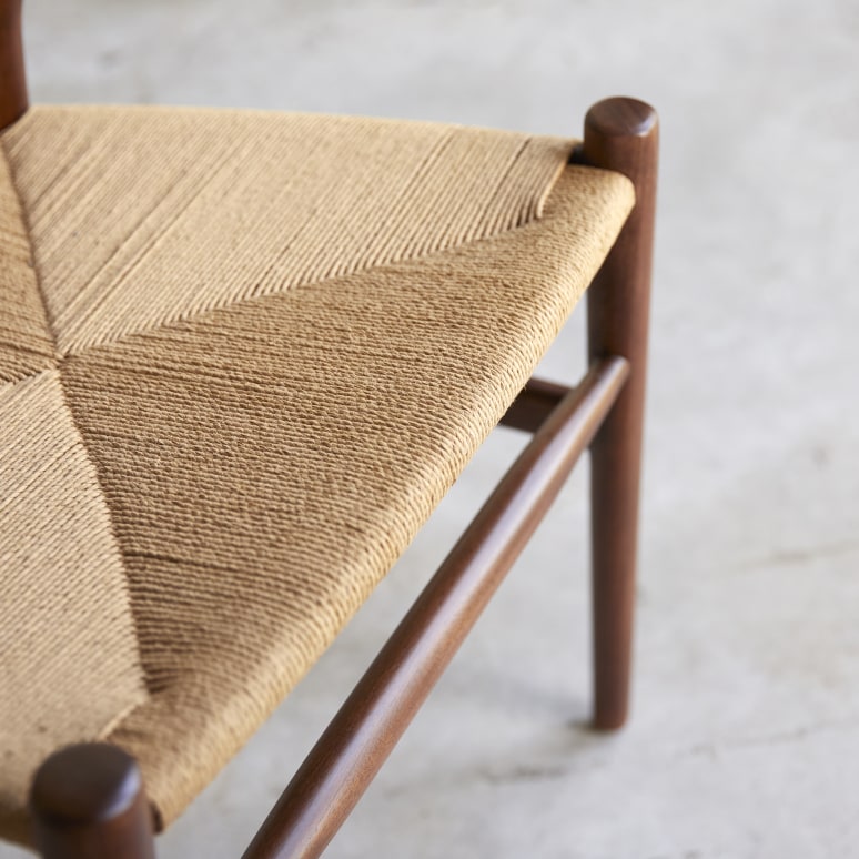 Blaise - Sedia in teak massello scuro con seduta intrecciata