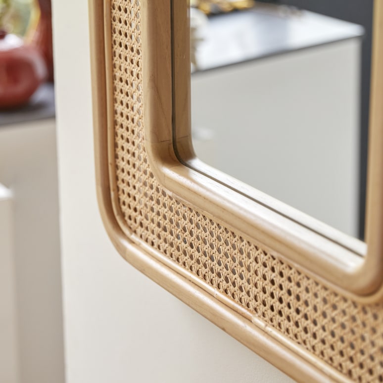 Côme - Solid teak and canework mirror