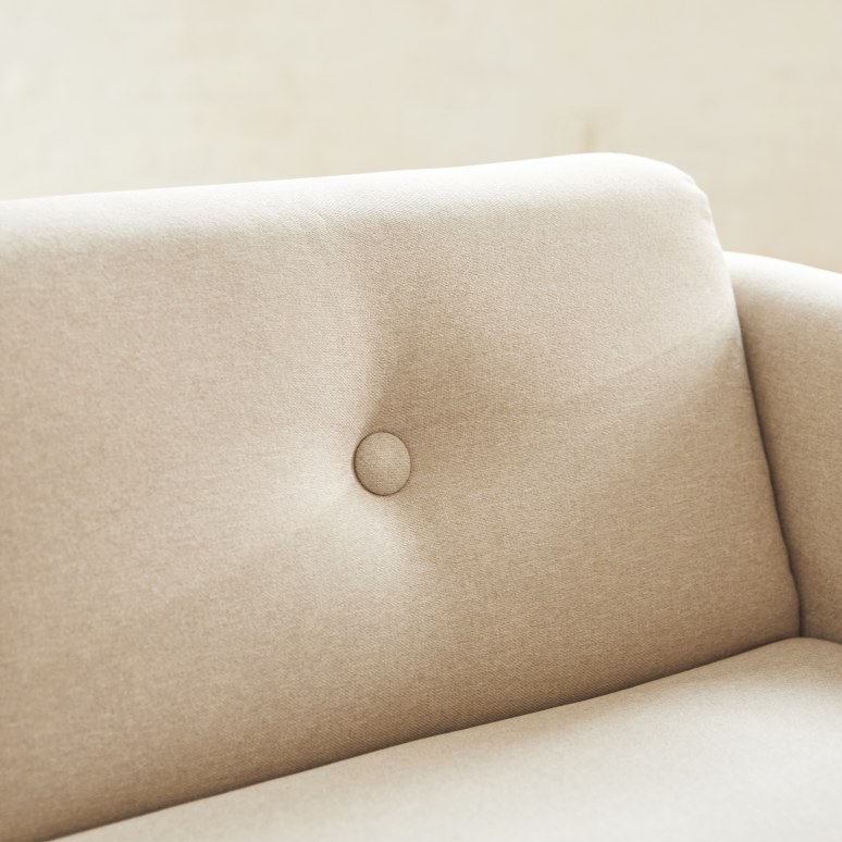 Bjorn - Solid oak and beige fabric 2-seater sofa