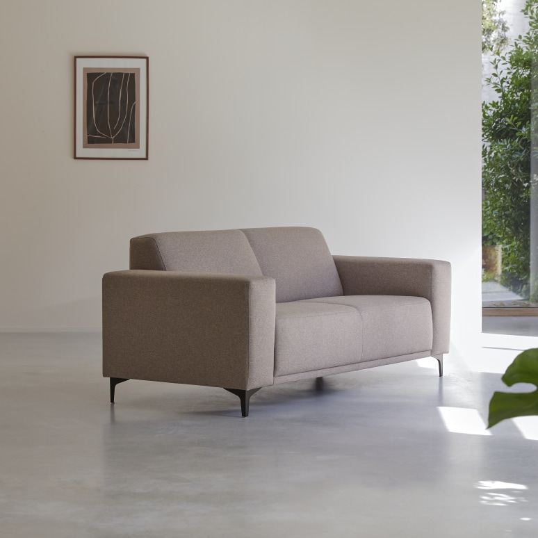 Lars - Sofá de tela de 2-3 plazas gris topo