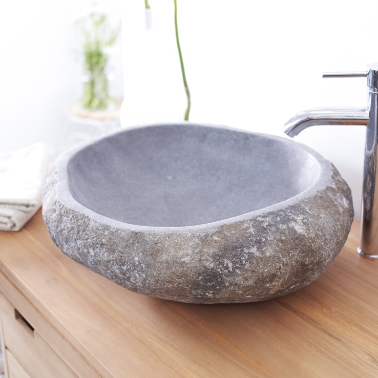 Nobu - Lavabo de piedra de río Galet