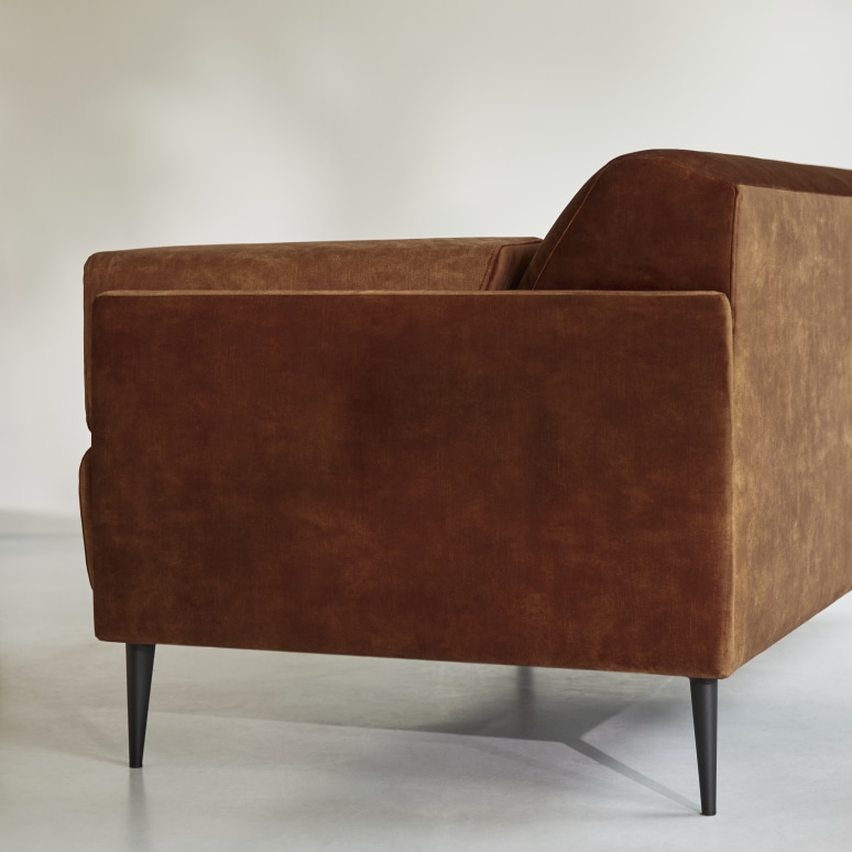 Finn - Divano in velluto terracotta, 2-3 posti 