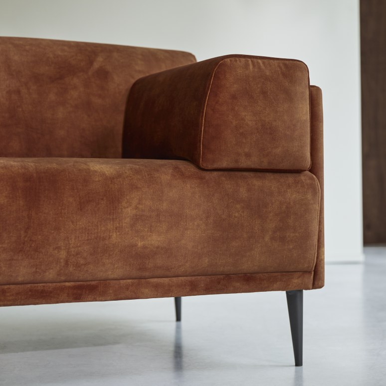 Finn - Sofa aus terracottafarbenem Samt 2-3-Sitzer 